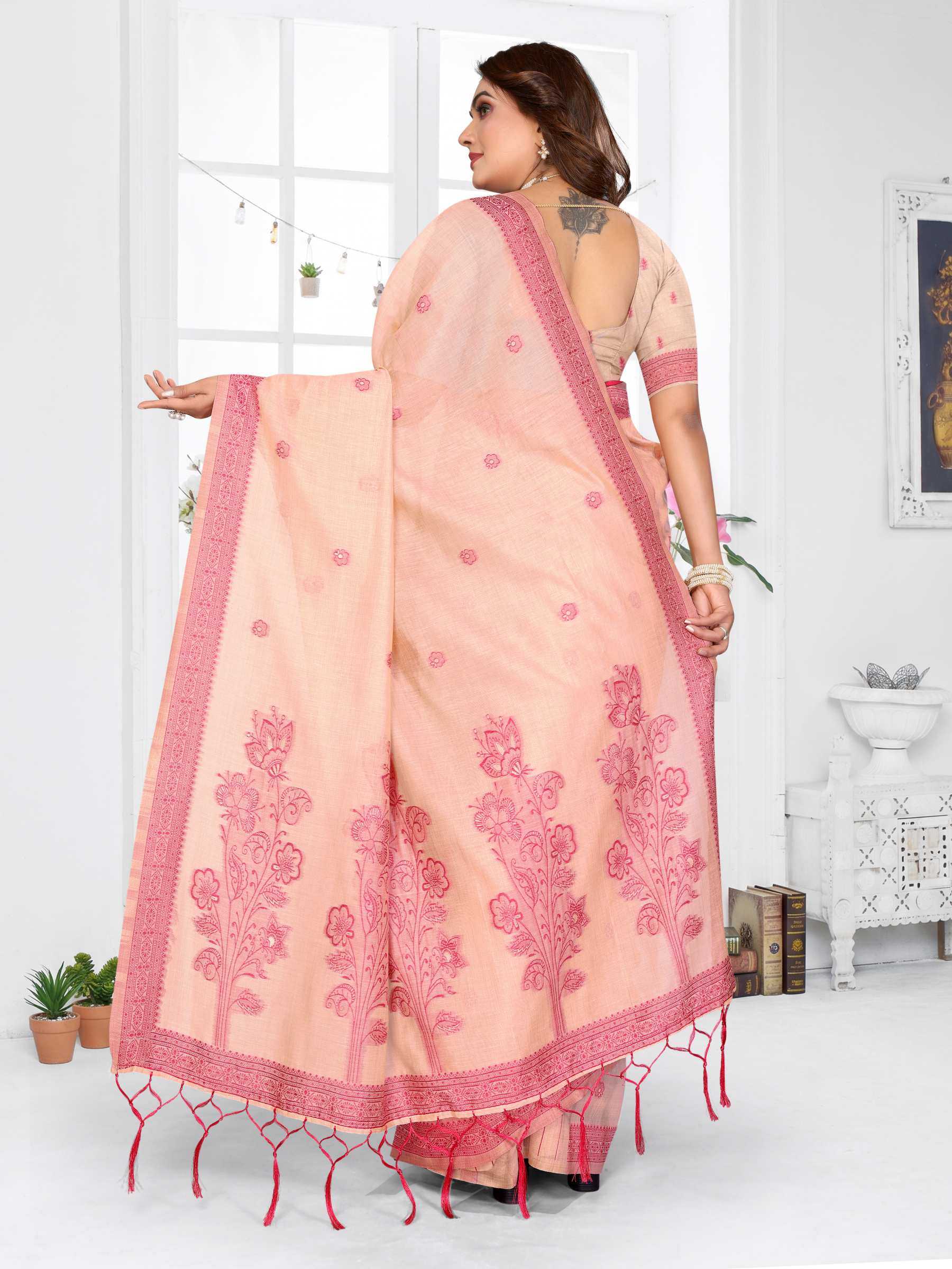 YNF Wholesale Cotton Jacquard Saree RIN144 Parmeshwari | Surat Manufacturer