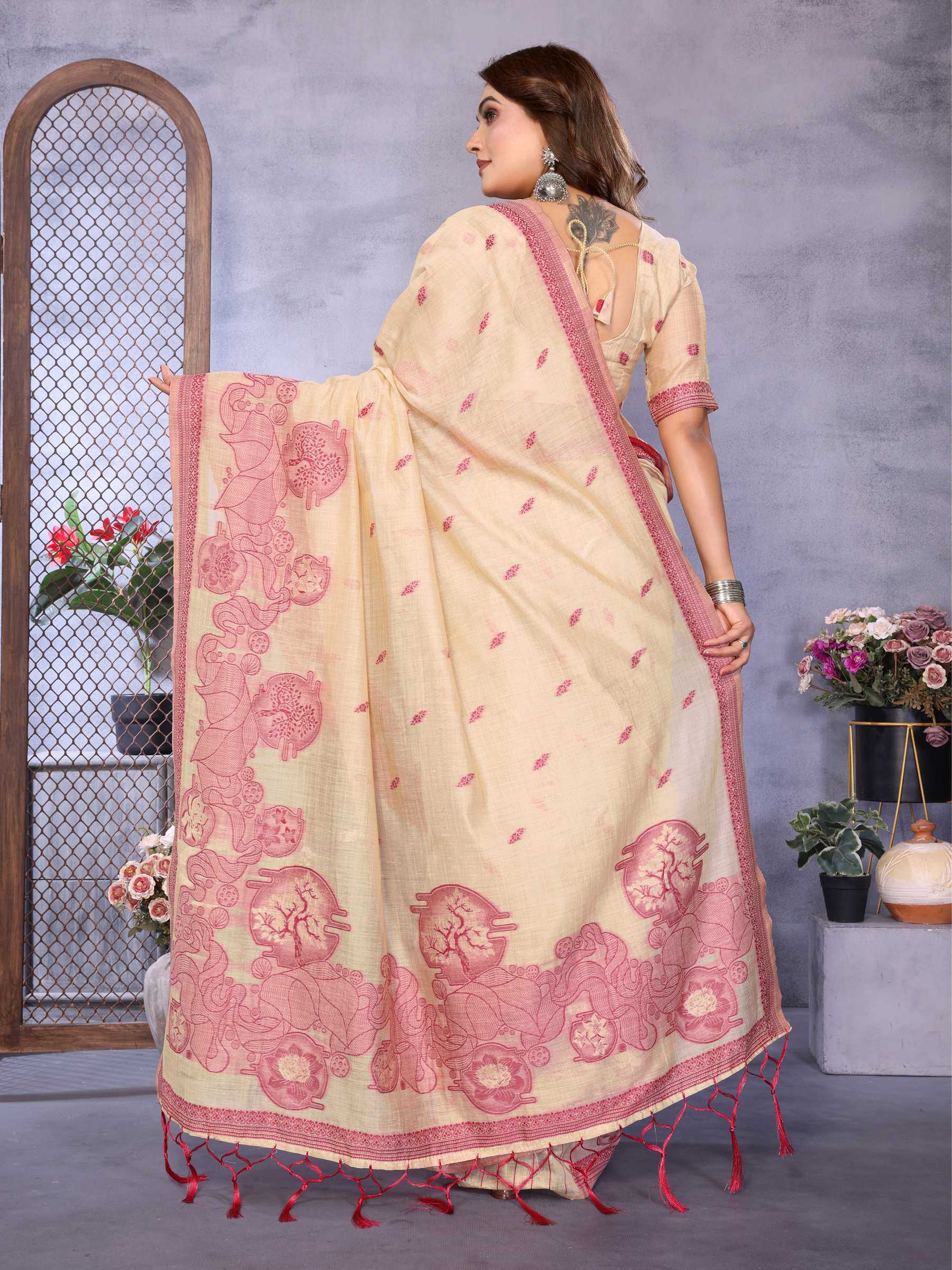 YNF Wholesale Cotton Jacquard Saree RIN144 Tanvi | Surat Manufacturer