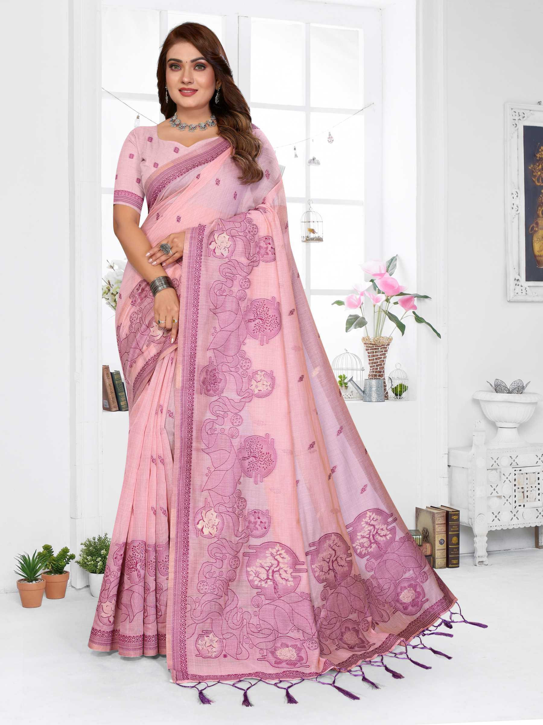 YNF Wholesale Cotton Jacquard Saree RIN144 Tanvi | Surat Manufacturer