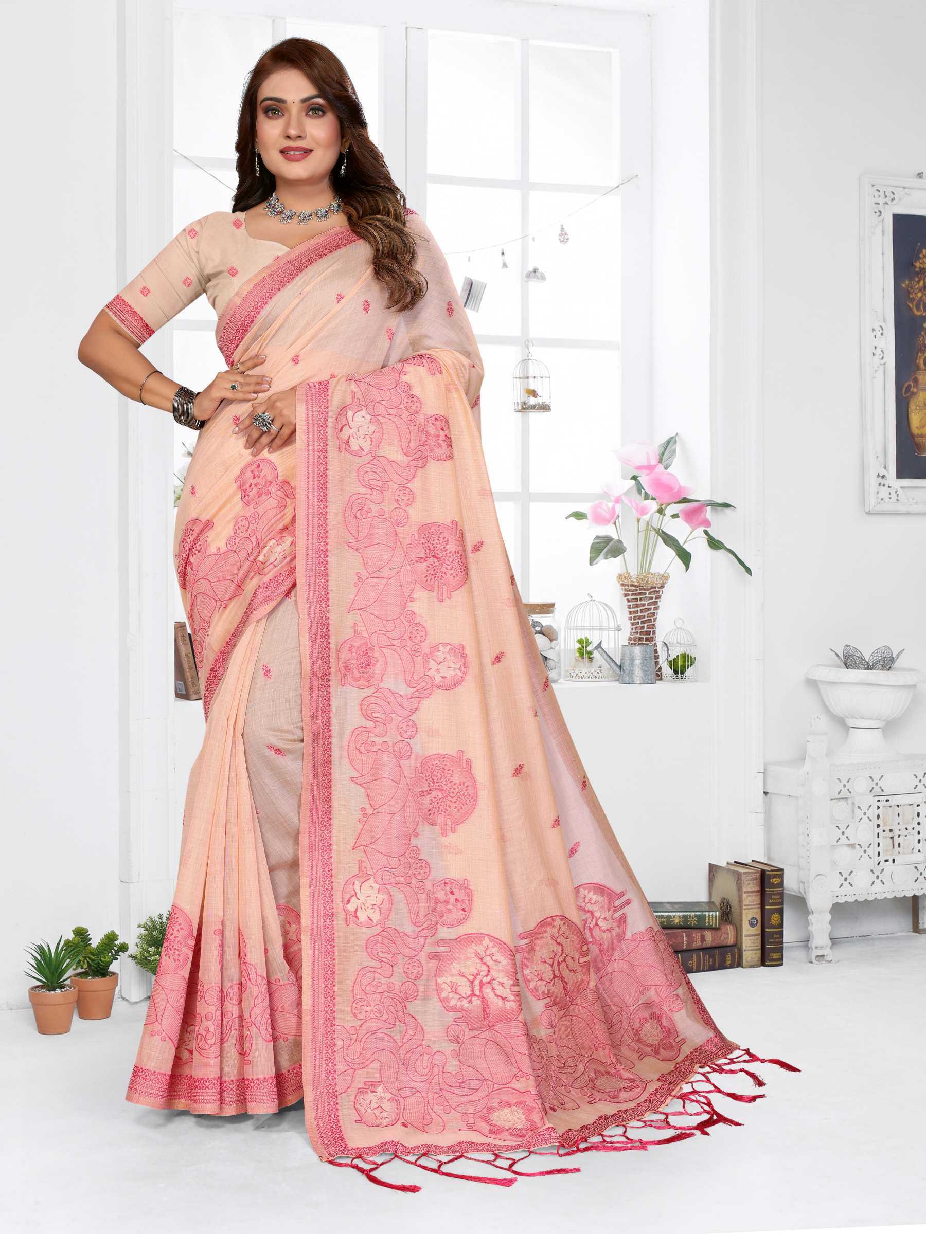 YNF Wholesale Cotton Jacquard Saree RIN144 Tanvi | Surat Manufacturer