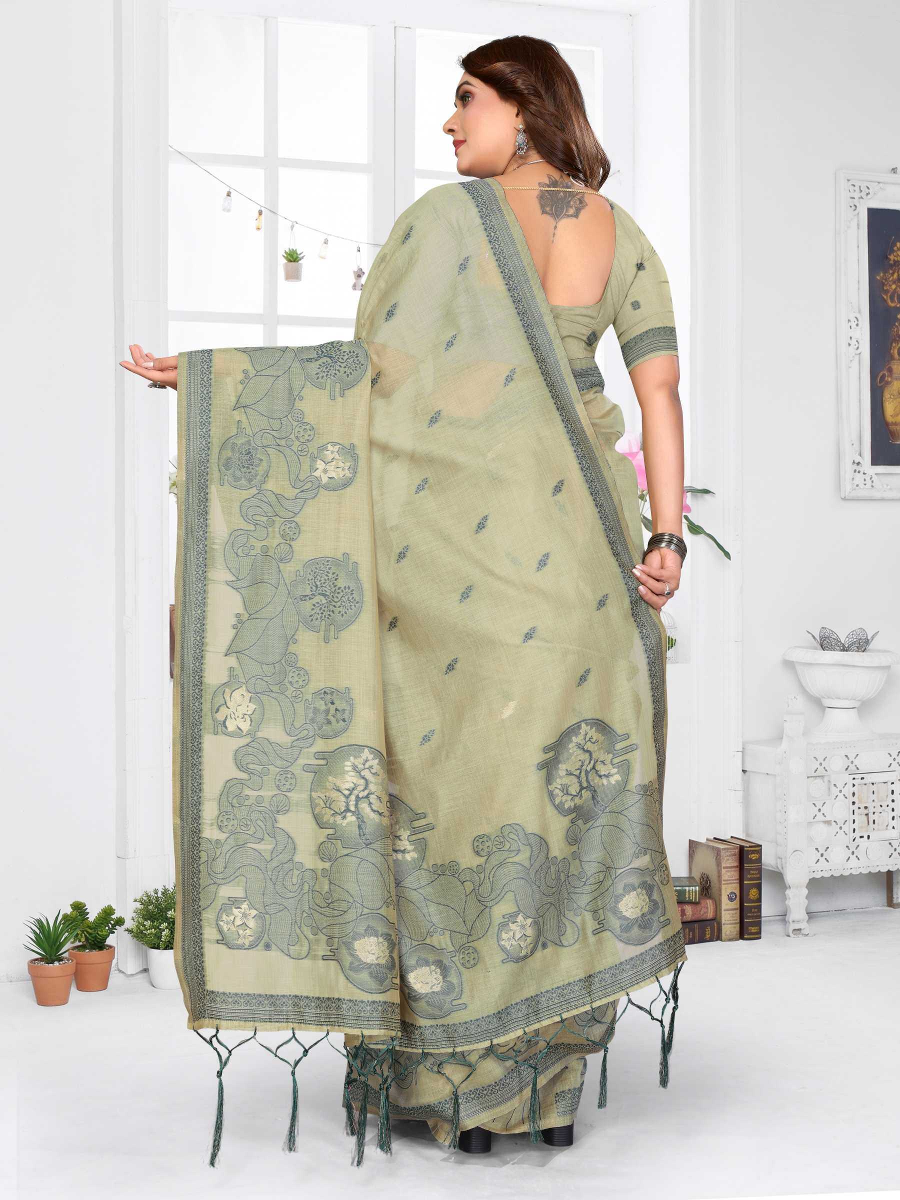 YNF Wholesale Cotton Jacquard Saree RIN144 Tanvi | Surat Manufacturer