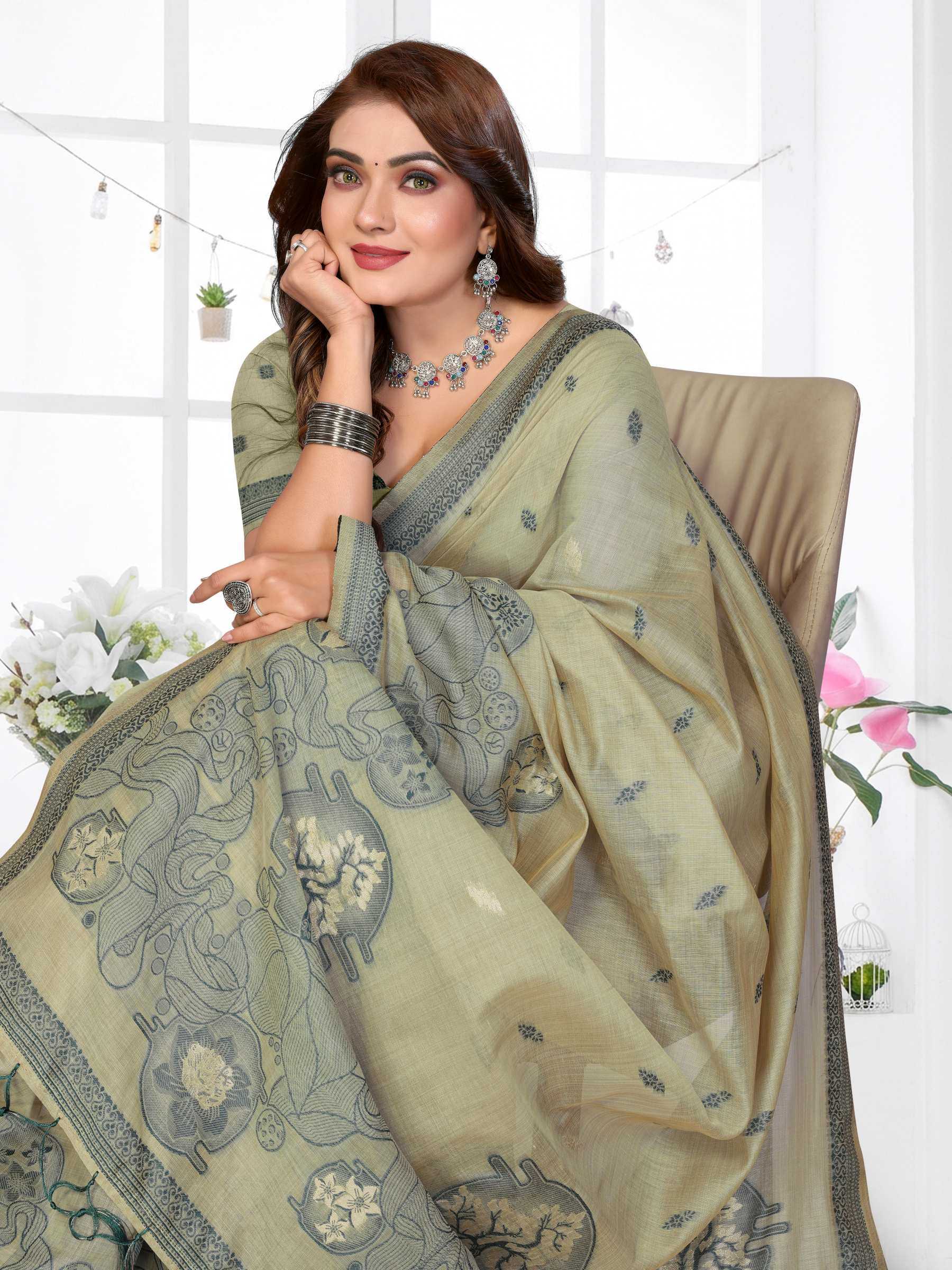 YNF Wholesale Cotton Jacquard Saree RIN144 Tanvi | Surat Manufacturer
