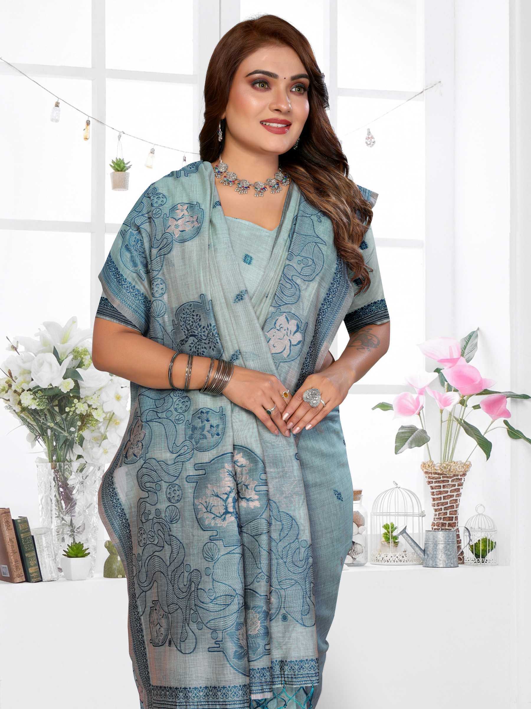 YNF Wholesale Cotton Jacquard Saree RIN144 Tanvi | Surat Manufacturer