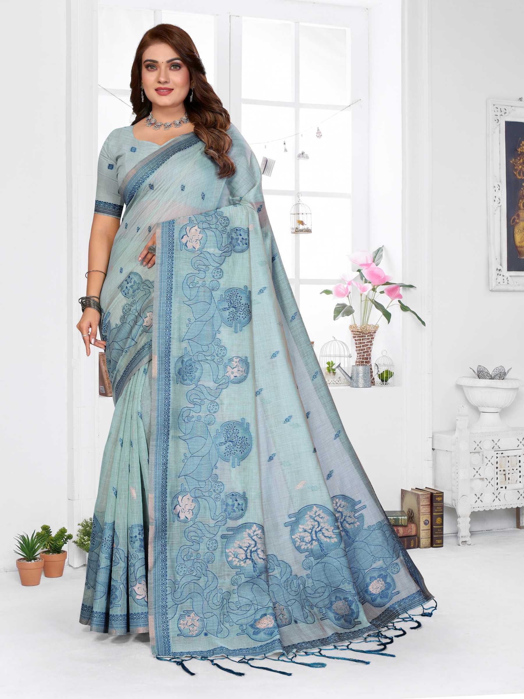 YNF Wholesale Cotton Jacquard Saree RIN144 Tanvi | Surat Manufacturer