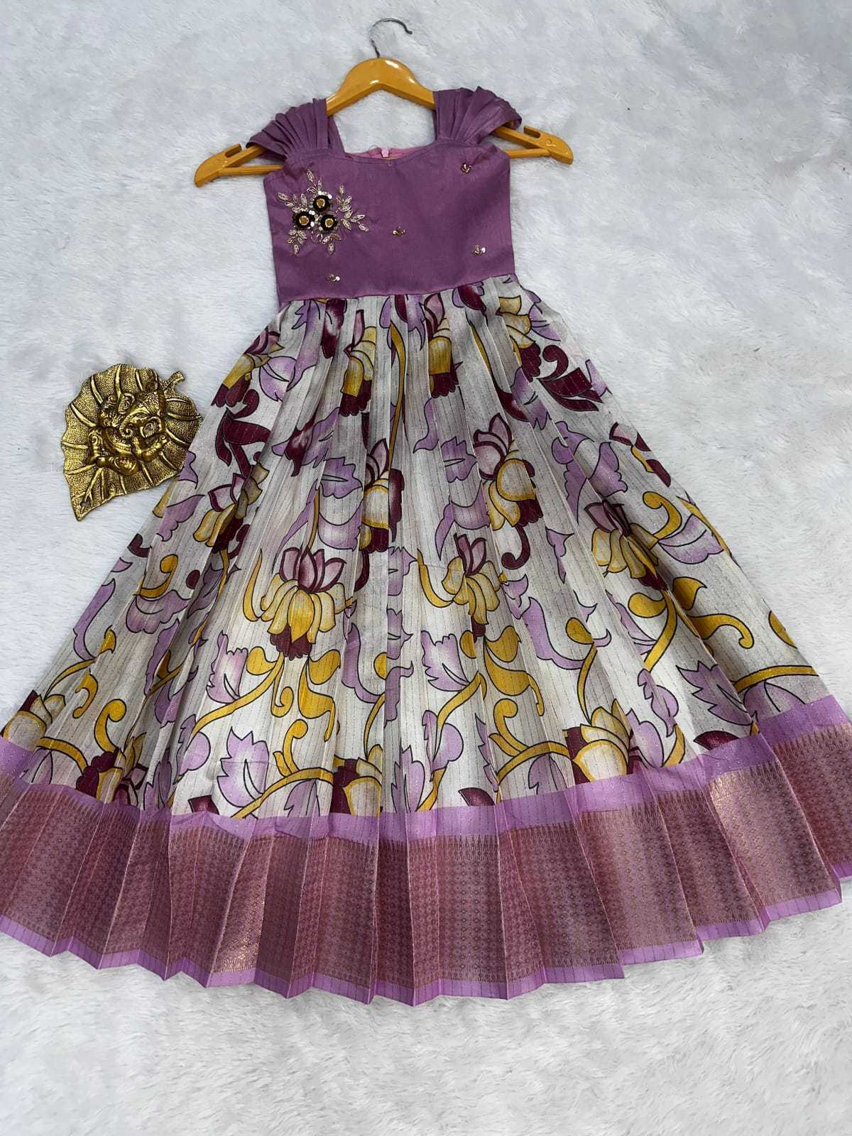 YNF Wholesale Pure Silk Kids Gown RIN161 Go | Surat Manufacturer