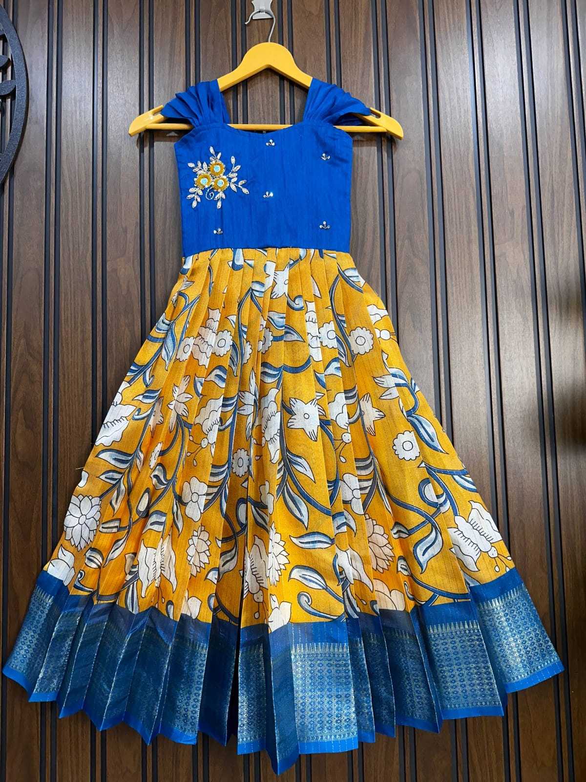 YNF Wholesale Pure Silk Kids Gown RIN161 Go | Surat Manufacturer